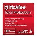 McAfee Total Protection 2024, 10 Devices | Antivirus, VPN, Parental Controls, Password Manager, Mobile and Internet Security | PC/Mac/iOS/Android|1 Year Subscription | Activation Code by email