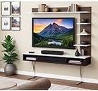 ClufRox 48 inch MDF C Shaped Wall Mounted TV Unit, Floating Cabinet for Wall for Living Room/Kid's Room/Bedroom Suitable for Upto 48 inches Smart tv (C Style Cabinet, Wenge White)