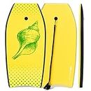 Goplus Boogie Boards for Beach, 37Inch/41 Inch Body Board w/ EPS Core, Non-Slip XPE Deck, Wrist Leash for Ocean Pool Sea Surfing, Super Lightweight Surf Board for Kids Youth Adults (37 inch, Yellow)