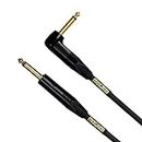 Mogami Gold INSTRUMENT-18R Guitar Instrument Cable, 1/4" TS Male Plugs, Gold Contacts, Right Angle and Straight Connectors, 18 Foot