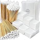 Gun Cleaning Supplies, 2'' Gun Cleaning Patches 600PCS and 6'' Gun Cleaning Swabs 400PCS - Lint Free Long Cotton Swabs, Square Gun Patches Fit for .30-45 Caliber, Pistol Rifle Cleaning Kit 7.62/ 9mm