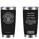 Personalized Black Yeti Navy 20oz Tumbler (w/Yeti options) - 85 themes for sports, jobs, hobbies, celebrations - shop us for tumbler, decanter, coasters, beer mug - Customized