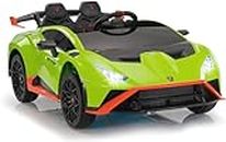 BAYBEE Licensed Lamborghini STO 24V Battery Operated Car for Kids, Ride On Toy Kids Car with 360° Rotational Drift, Music & Light | Baby Big Car | Electric Car for Kids to Drive 3 to 8 Years (Green)
