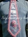 BABY SHOWER DAD TO BE TIE "IT'S A GIRL" BABY RATTLE PINK RIBBON Corsage Pin Sash