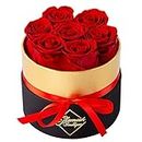 GLAMOUR BOUTIQUE Forever Flowers Round Box - 7-Piece Preserved Roses That Last a Year for Delivery