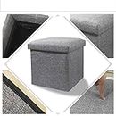 SKYFUN (LABEL) Fabric Cube Shape Storage Chair Foot Rest Ottoman Bench Solution Stool For Home Storage Organization With Cushion Seat Lid-1 Pack,Grey