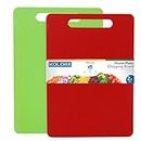 KOLORR Home Mate Large Pack of 2 Red & Green Vegetable and Fruits Plastic Chopping/Cutting Board for Home/Kitchen/Hotels Restaurants BPA Free