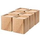TAICHEUT 6 Pack Wood Bed Risers, 3 Inch Natural Square Dark Wood Furniture Lifters, Heavy Duty Wood Extenders for Beds, Tables, Sofas, Dressers, Bookcases, Create Storage Space