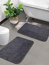 SARAL HOME EASY LIVING Saral Home Microfiber Anti-Skid Bath Mat Pack of 2 (Grey, 35X50 Cm, Rectangular)