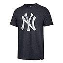 MLB Men's Distressed Imprint Match Team Color Primary Logo Word Mark T-Shirt, New York Yankees Navy, Small