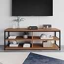 Amazon Brand – Umi Engineering Wood Floor Standing TV Entertainment Unit Set Top Box Stand TV Cabinet with Shelves for Books & Décor Display Unit, Upto 75 Inches - TVU-002 (120 * 40 * 45 cm)