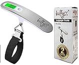 Bulfyss Electronic Metal Portable Belt Hanging Digital Weighing Luggage Scale High Precision For Travel Suitcase Baggage, 50 Kgs, Black