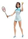 Barbie Inspiring Women Series Billie Jean King Collectible Doll, 12-in, Wearing Tennis Dress and Accessories, with Doll Stand and Certificate of Authenticity