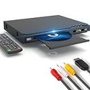 DVD Player for TV, DVD Player with HDMI/RCA Output, All Region DVD/CD Player for Home, HD DVD Player Support USB, Dual Mics Jack, TV DVD Players Built-in PAL/NTSC with Remote Control