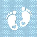 20 Servietten Little Feet blue Fußabdrücke Baby Taufe  Junge Tischdeko 33x33cm