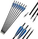 16/17/18/20/22 Inch Crossbow Carbon Arrow Crossbow Bolts Arrows Competition Hunting with Replaceable Screw-in Arrow and Parablic Shape Feather 12 Pack 125 Grain(Blue, 20 inch)