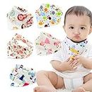 BabyGo Cotton Soft Adjustable Feeding Baby Bandana Bib Apron - Set of 5 (Random Color)