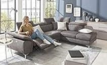 INLENDISH Signature L-Shape 4-Person Sofa Recliner Suede Fabric Sofa Set|Comfortable Living Room|Luxurious Sofa (Lhs) - Dark Grey