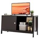 Tangkula Wooden TV Stand for TV up to 50 Inches, TV Cabinet with Sliding Doors, Media Console with Spacious Storage Space, for Home Living Room & Bedroom, Sliding Doors TV Stand