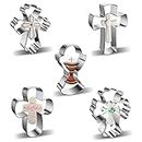 Cross Cookie Cutter Shapes Set, Azflyife 5 Piece Stainless Steel Metal Biscuit Mold Cookie Cutters with Chalice Holy Cup Crucifix Crucifixion for Easter Halloween Christmas Religious Baptism Communion