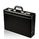 Tassia Men Briefcases, Briefcase/attaché case with Pleats – PU Leather Executive Look, Black- HQ05