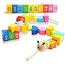 TOP BRIGHT Perlen Fädelspiel für 2 Jahre Mädchen und Jungen Geschenke, Holz Spielzeug Lernspielzeug für Kleinkinder 18 Monate