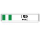 SignMission Lagos Nigeria Street Sign Nigerian Flag City Country Road Gift Plastic in Black/Green | 4 H x 18 W x 0.1 D in | Wayfair SSC-Lagos Ng