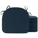 Tromlycs Outdoor Chair Cushions for Patio Furniture Cushions Seat Set of 4 Pads Waterproof 17x16 inch U Shaped with Ties Navy Blue