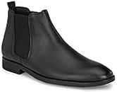 AFROJACK Men's Synthetic Chelsea High Ankle Boots Shoe - 9 UK Black color