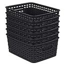 Taylor & Brown 6 Pack Plastic Black Storage Baskets - Small Pantry Organization and Storage Bins - Household Organisers for Laundry Room, Bathroom, Bedroom, Kitchen, Cabinets, Countertops, Under Sink