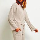 Anthropologie Tops | Anthropologie All Fenix Ribbed Pullover Drawstring Long-Sleeve Loungewear Top L | Color: Cream/Tan | Size: L