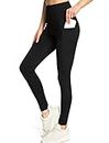 Kcutteyg Yoga Pants for Women with Pockets High Waisted Leggings Workout Sports Running Athletic Pants (Black, Small)