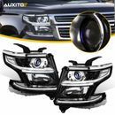 FOR 15-19 20 CHEVY TAHOE SUBURBAN LED BLACK CLEAR PROJECTOR HEADLIGHTS+TOOL SET