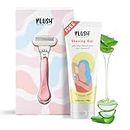 Plush 5-Blade Body Razor for Women with Aloe Vera Lubricating Strip For Hair Removal (With Free Aloe-Vera Based Shaving Gel) | Irritation Free Easy & Safe No Bumps, Cuts | Best Smooth Shaves and Moisturizes