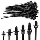 SWZHAI 90 PCS Push Mount Zip Ties, Nylon Car Mount Wire Ties Snap in Cable Zip Ties, Black Push Mount Cable Ties Automotive Zip Ties Fastener Wire Harness Clips for Wire Tying (6-Types)