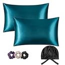 Atrube Women's Satin Silk Bonnet for Hair with FREE 2 satin pillowcase and 3 Premium Scrunchies, Adjustable Silk Cap for Sleeping, Satin Bonnet for Curly Hair with Ribbon Tie Band, Satin Hair Wrap