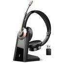 Wireless Headset, Bluetooth Headphones with Microphone Noise Canceling &