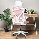 DROGO Premium Ergonomic Office Chair for Work from Home, High Back Computer Chair with Mesh, Flip-up Armrest, Recline, Adjustable Seat & Lumbar Support | Mesh Chair for Office (Marshal Pro Pink)