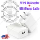 1-2PACK USB Fast Charger Cable 5V 2A Power Adapter For iPhone 14 13 12 11Pro Lot