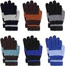 TAGVO 6 Pairs Kid's Winter Magic Gloves, Children Stretchy Warm Gloves, Boys or Girls Knit Full Finger Mittens for Teens, Gloves for Outdoor Activities Ski Skating
