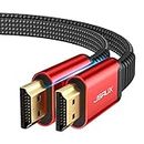 4K HDMI Cable 3M, JSAUX Flat HDMI 2.0 Cable Ultra High Speed 18Gbps Thin Lead Support 3D, UHD 4K@60Hz, 2160P, HD 1080P Video, Ethernet Compatible with Fire TV, HDTV, Apple TV, PlayStation PS4 PS3 -Red