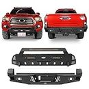 Hooke Road Tacoma Front and Rear Bumpers Kit for Toyota Tacoma 2016-2023 3rd Gen Pickup Truck, Steel Bumpers Combo w/LED Lights