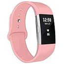 NAHAI Bands Compatible with Fitbit Charge 2, Soft Silicone Replacement Bands Adjustable Sport Wristbands Strap Accessories for Fitbit Charge 2, Women Men, Small, Rose Pink
