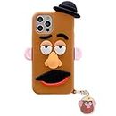 Soft Silicone Potato Head Case with Charm for Apple iPhone 7 8 SE 2nd 6 6S Brown Color 3D Cartoon Disney Anime Protective Vintage Fun Cool Cute Lovely Girls Kids Men Women
