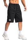 G Gradual Men's Basketball Shorts with Zipper Pockets Lightweight Quick Dry 11" Long Shorts for Men Athletic Gym, Black, X-Large