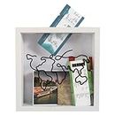 Adventure Archive Box 8inx8in Wooden Travel Memory Box Shadow Box, Travel Adventure Box Ticket Shadow Box Collection Box with Slot Top Loading Display Case Frame for Awards Tickets Photos