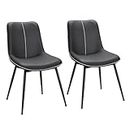VASAGLE Leather Dining Chairs Set of 2, Comfortable Upholstered Seat with Metal Legs and Swivel Leveling Feet, Curved Backrest Kitchen Chair for Living, Bedroom, Restaurant, Easy Assemble, Ink Black