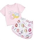 I.T Cotton T-Shirt and Short Set for Baby Girls | Printed Half Sleeves Clothing Set for Kids (Light Pink,3-6 Months)