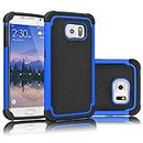 Tekcoo for Galaxy S6 Case, [Tmajor Series] [Blue/Black] Shock Absorbing Hybrid Rubber Plastic Impact Defender Rugged Slim Hard Case Cover Shell for Samsung Galaxy S6 S VI G9200 GS6 All Carriers