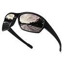 Dollger Polarized Sports Sunglasses for Men Women, UV400 Protection Shades for Running Fishing Cycling Driving Golf, Black